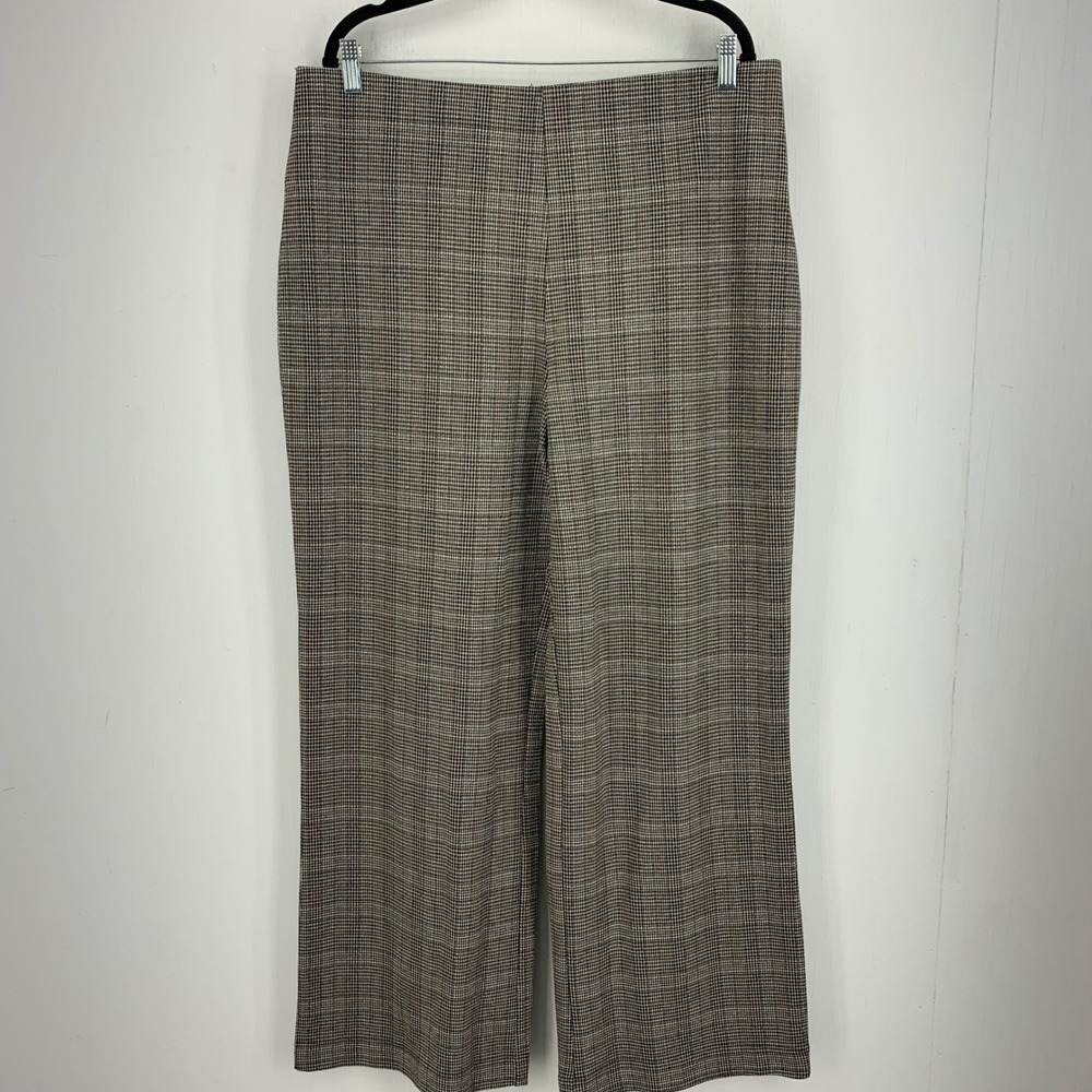Houndstooth Wide Leg High Rise Trousers Pants 14R Dark Academia Office Twee